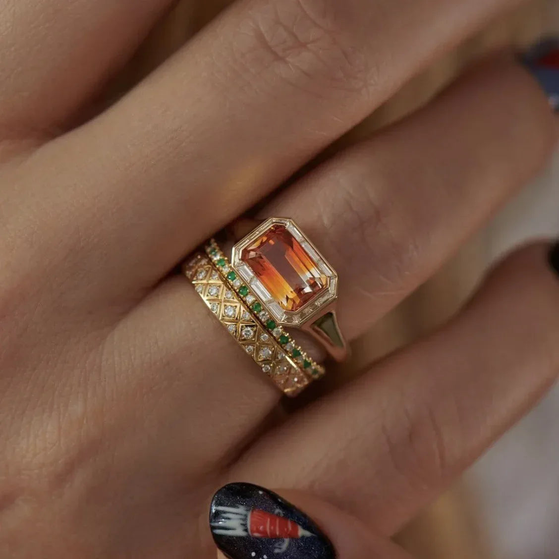 Gold Three-piece Ring - Viexta