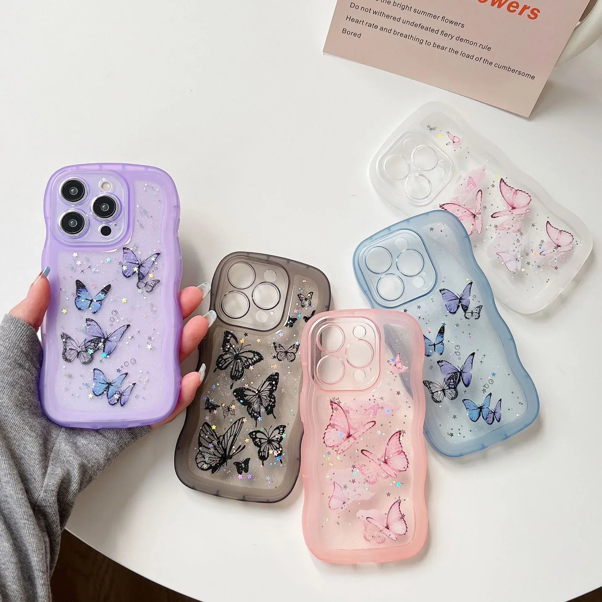 painted-butterfly-glitter-transparent-drop-resistant-iphone-cover - Viexta