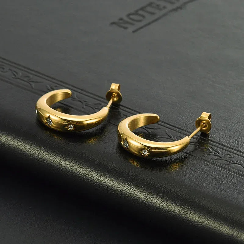 Light Luxury C- Shaped Stainless Steel Hoops - Viexta