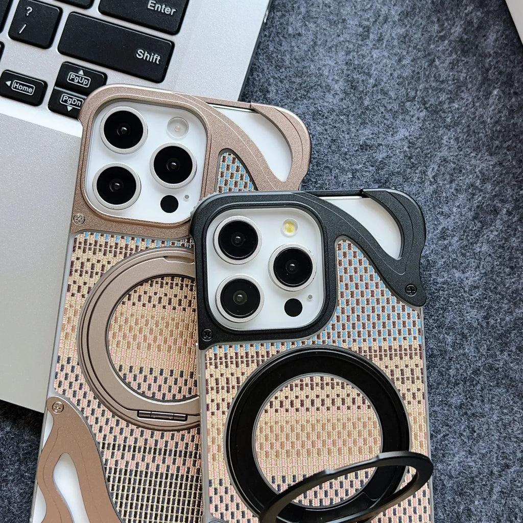 Frameless Heat Dissipation Armor Magnetic Bracket Metal iPhone Case - Viexta