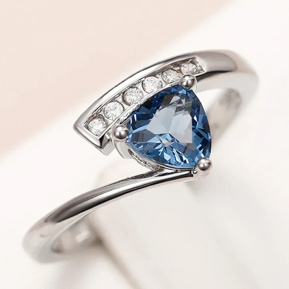 Women's Twisted Arm Micro-inlaid Blue Black Zircon Ring - Viexta