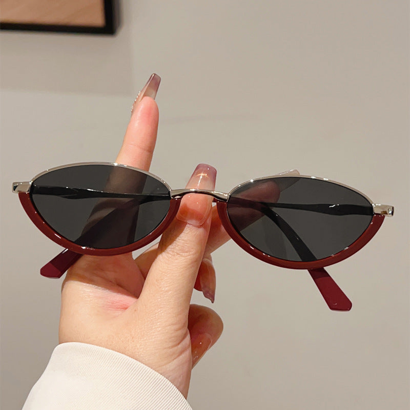 Triangle Cat's Eye Metal Small Frame Sunglasses