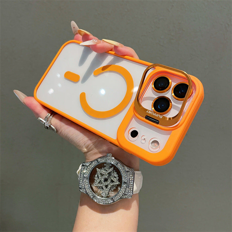 Hardware Lens Bracket Transparent Magnetic iPhone Case