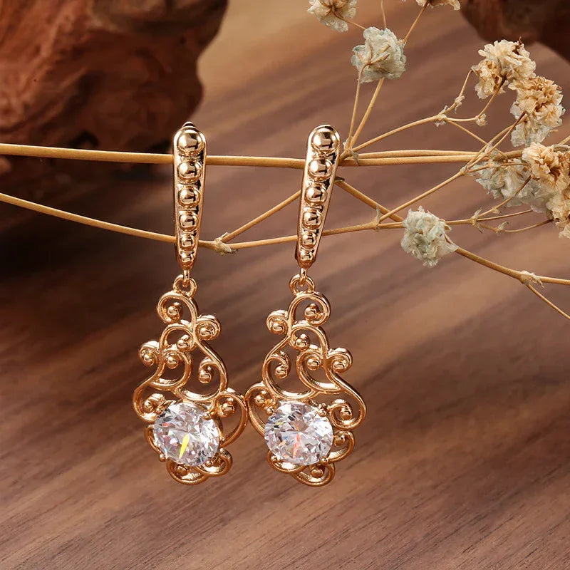 long-pattern-zircon-earrings - Viexta