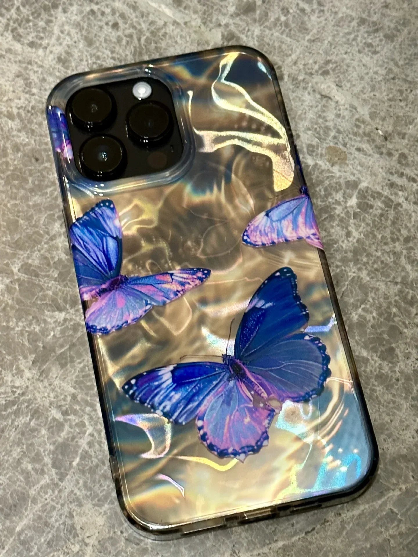 Water Ripple Laser Butterfly iPhone Case - Viexta