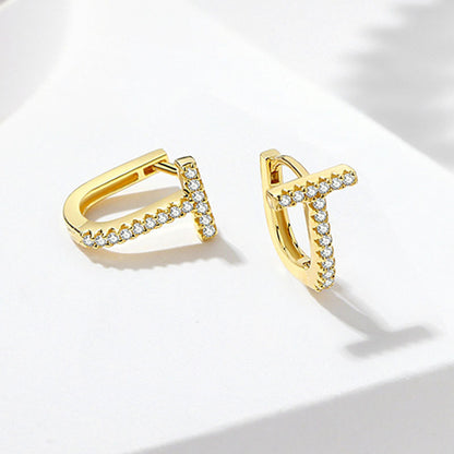 Diamond-embedded Gold-plated Versatile Earrings