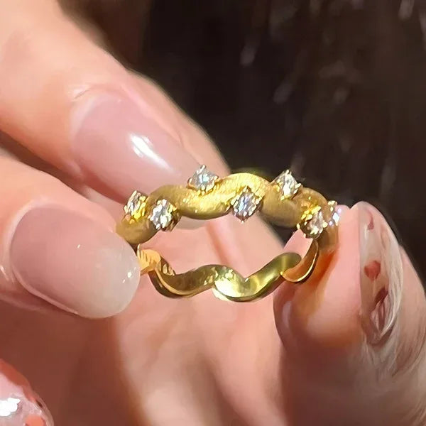 Retro Brushed Bright Star Ring - Viexta