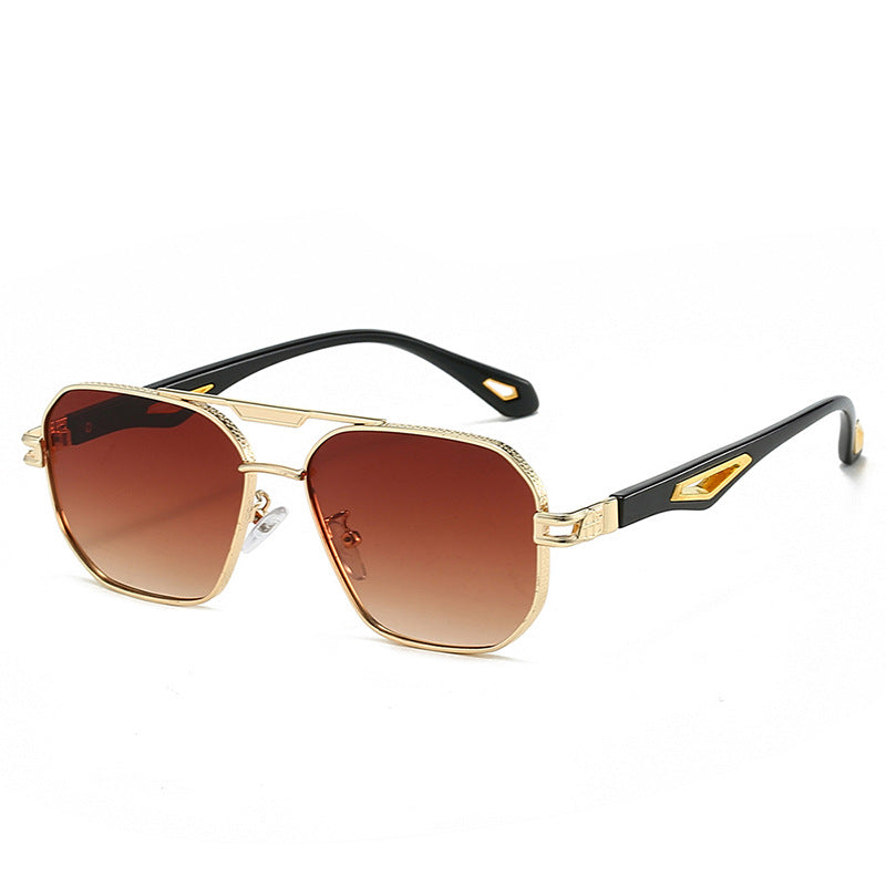 Double Beam Box Hollow Sunglasses
