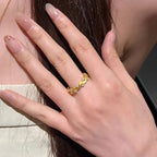 Retro Brushed Bright Star Ring - Viexta