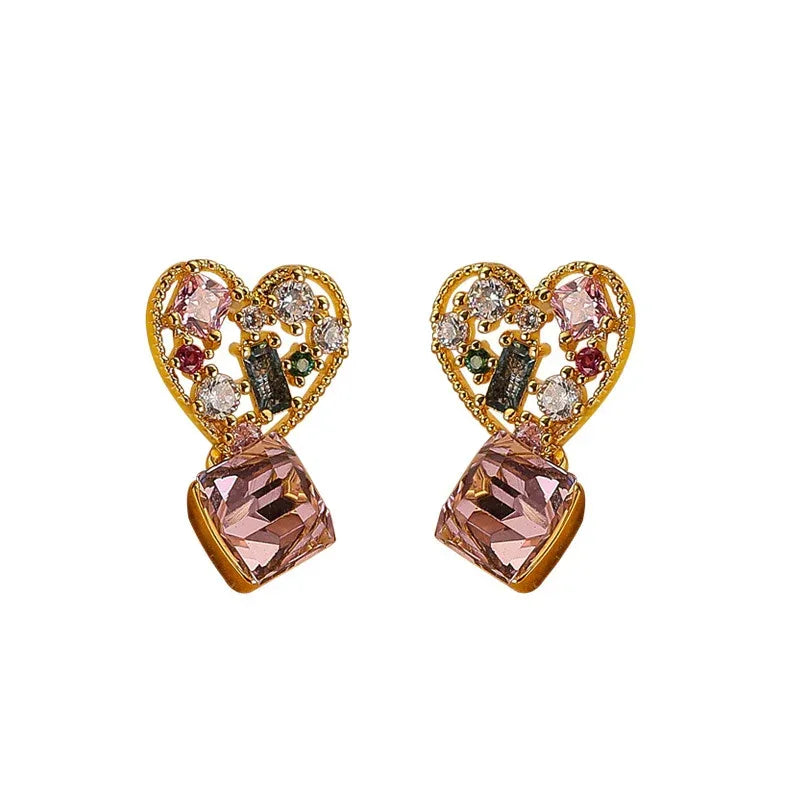 Retro Love Zircon Earrings - Viexta