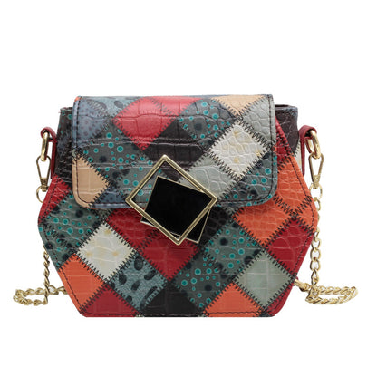 Textured Stitching Chain Small Square Bag