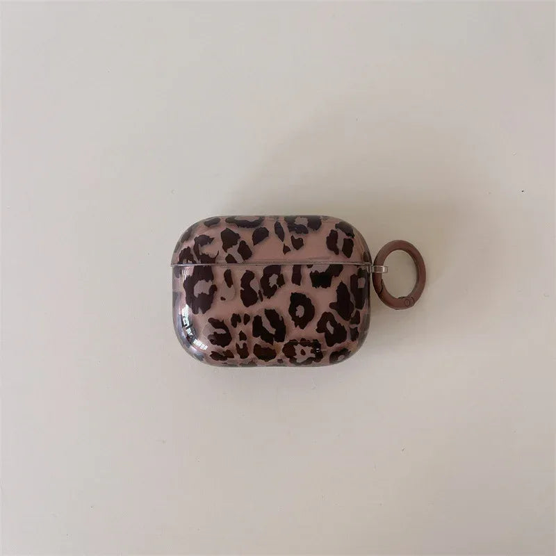 Transparent Brown Leopard Printed earphone Sleeves - Viexta