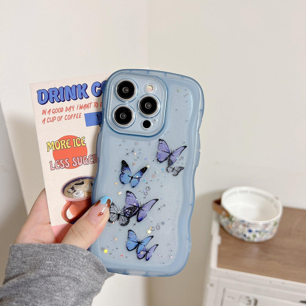 painted-butterfly-glitter-transparent-drop-resistant-iphone-cover - Viexta