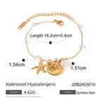 Stainless Steel Pearl Starfish Bracelet - Viexta
