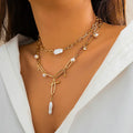 Vintage Pearl Baroque Niche Twin Necklace - Viexta