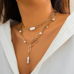Vintage Pearl Baroque Niche Twin Necklace - Viexta