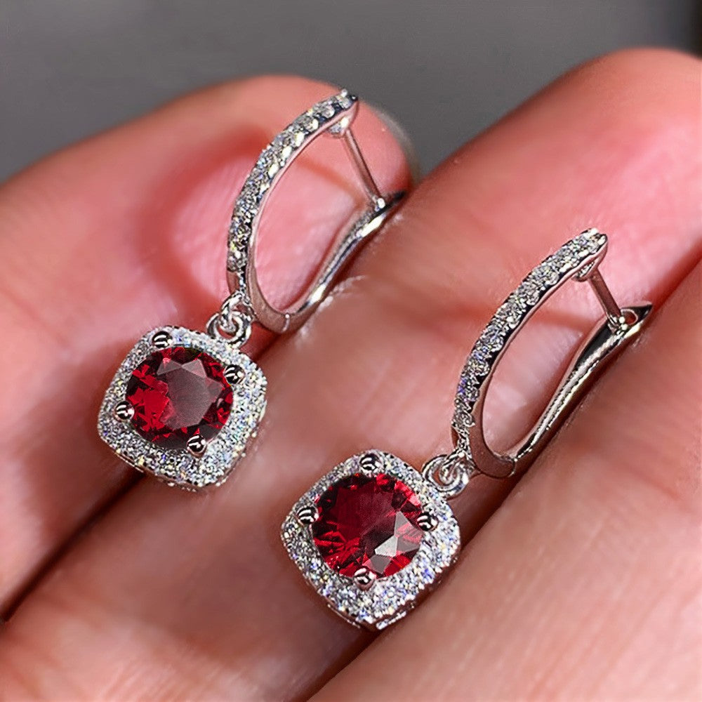Square Round Diamond Earrings