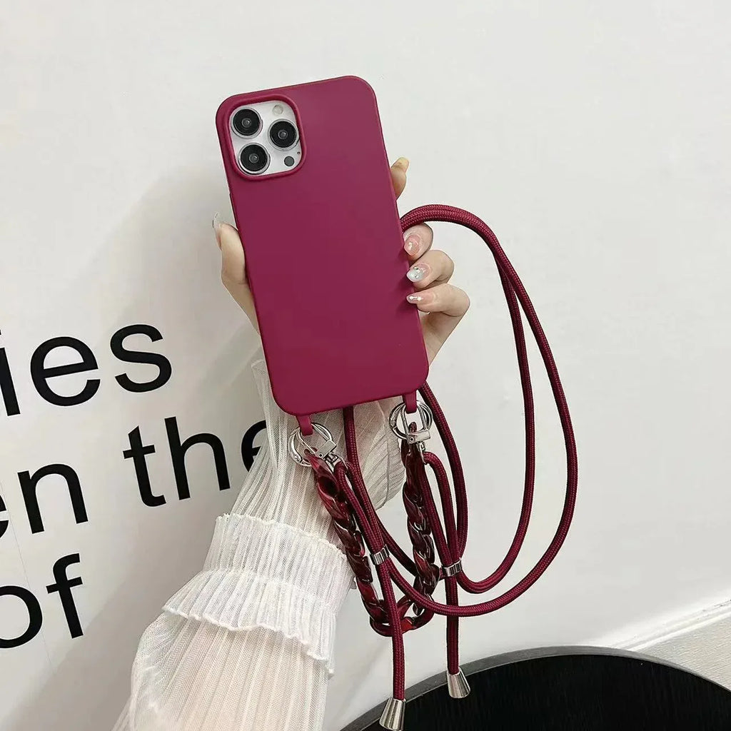 Candy Color Chain Lanyard Soft Lanyard iPhone Case - Viexta