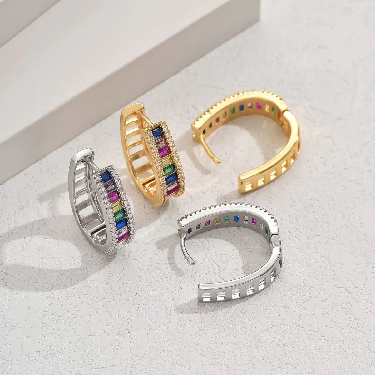 Colorful Zircon Geometric Earrings For Women - Viexta
