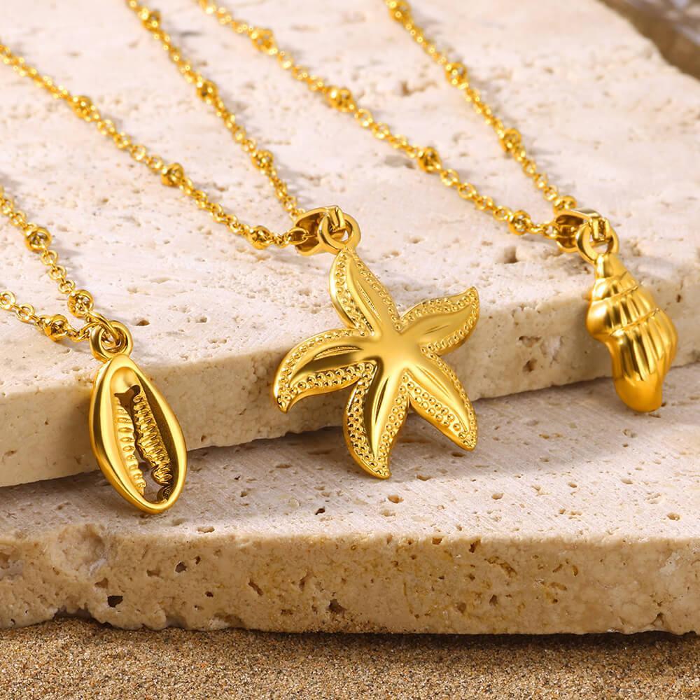 Starfish Beach Stainless Steel Shell Necklace - Viexta