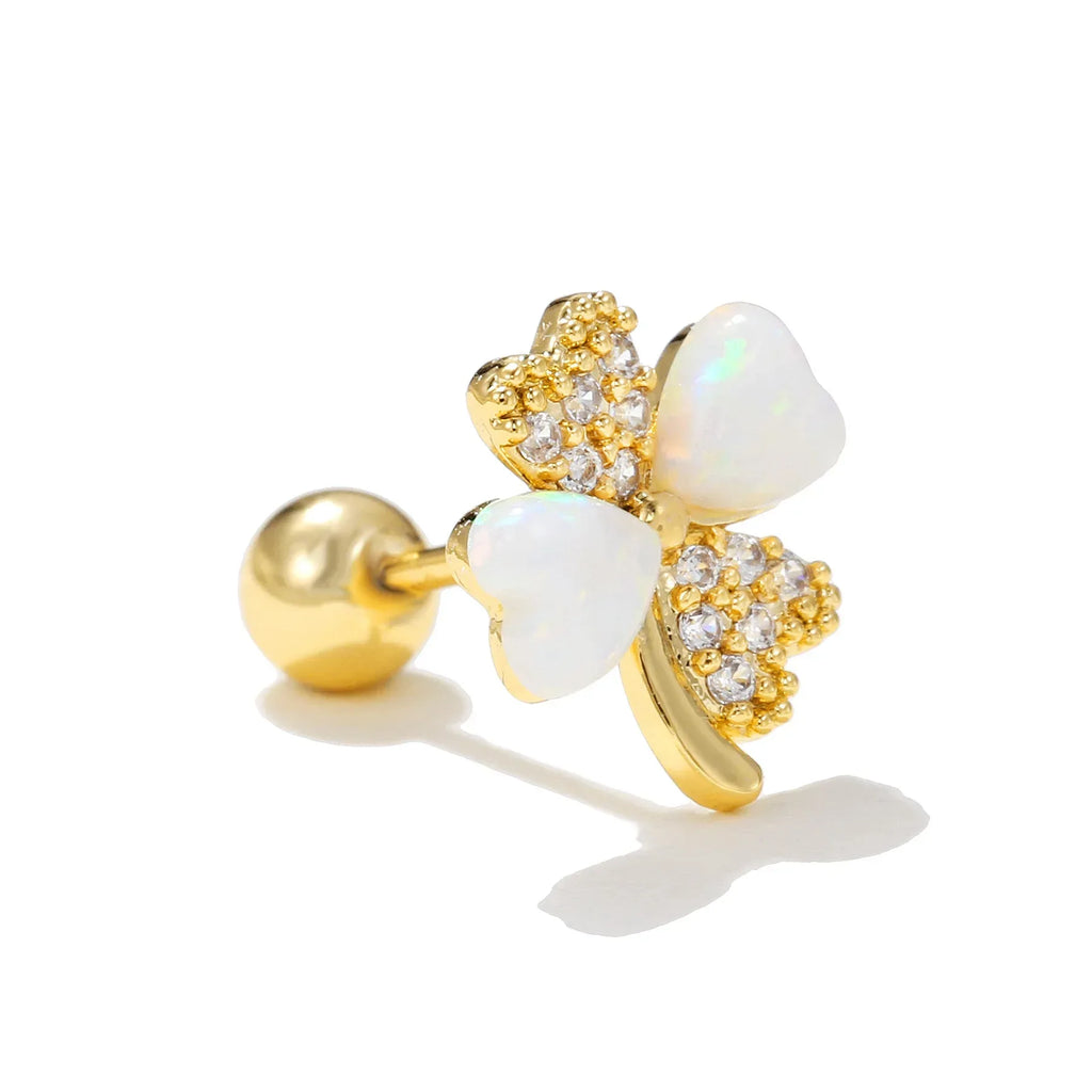 Colorful Opal Titanium Steel Stud Earrings - Viexta