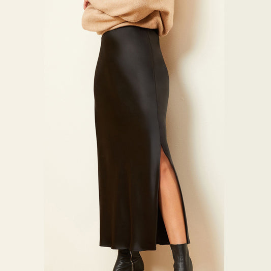 Satin Split Skirt