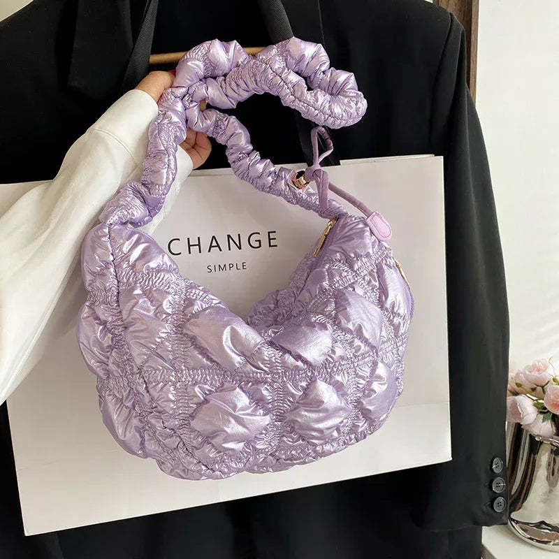 Shiny Silver Color Cloud Bag - Viexta