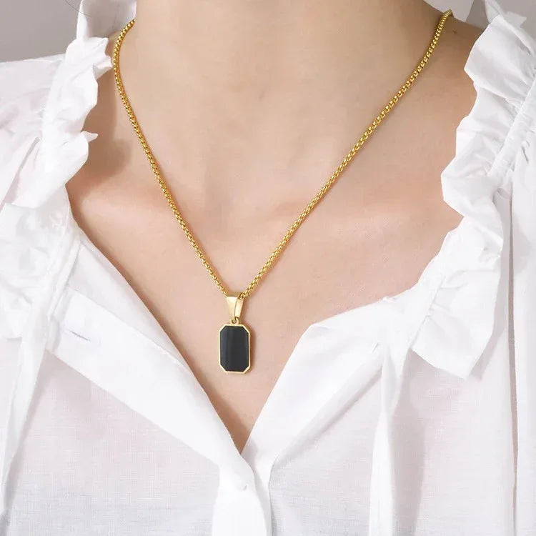 Titanium Steel Epoxy Pendant Necklace - Viexta