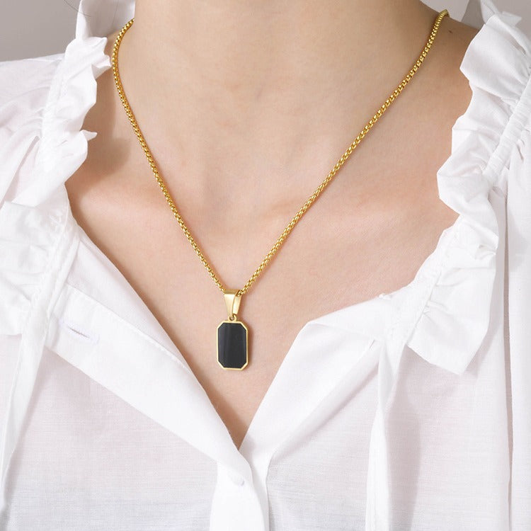 Titanium Steel Epoxy Pendant Necklace