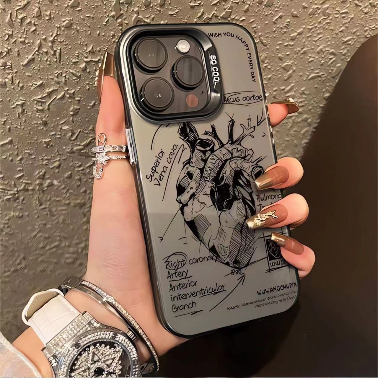 Structure Analysis Heart Tide Drop-resistant iPhone Case