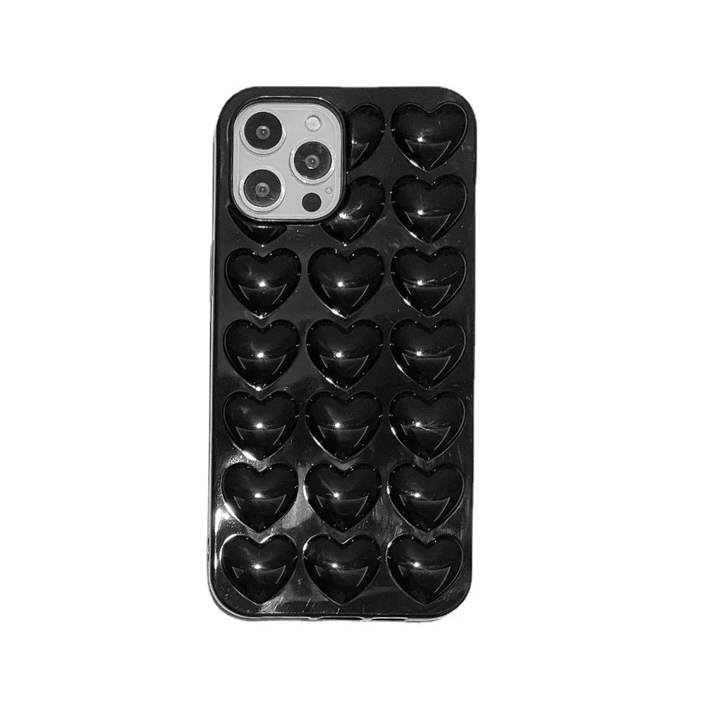 Solid Color Stereo Heart iPhone Case - Viexta