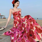Vacation Spaghetti Straps Dress Dopamine - Viexta