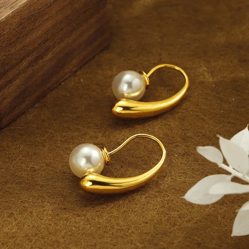 Pearl Water Drop Ear Hoop - Viexta
