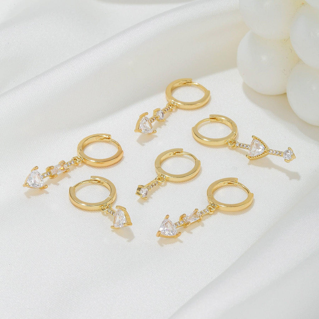 Long Triangle Zircon Earrings - Viexta