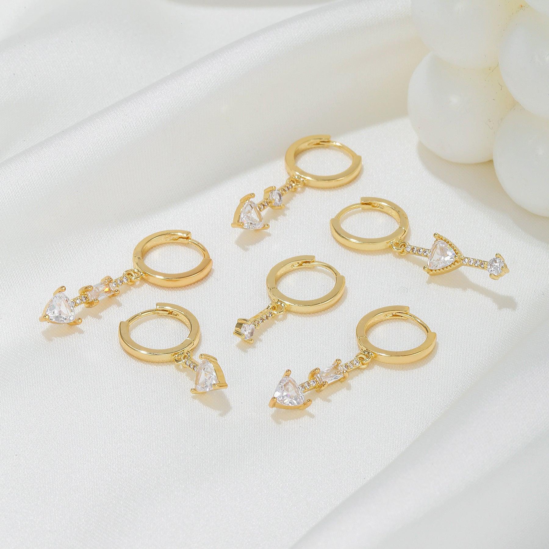 Long Triangle Zircon Earrings - Viexta
