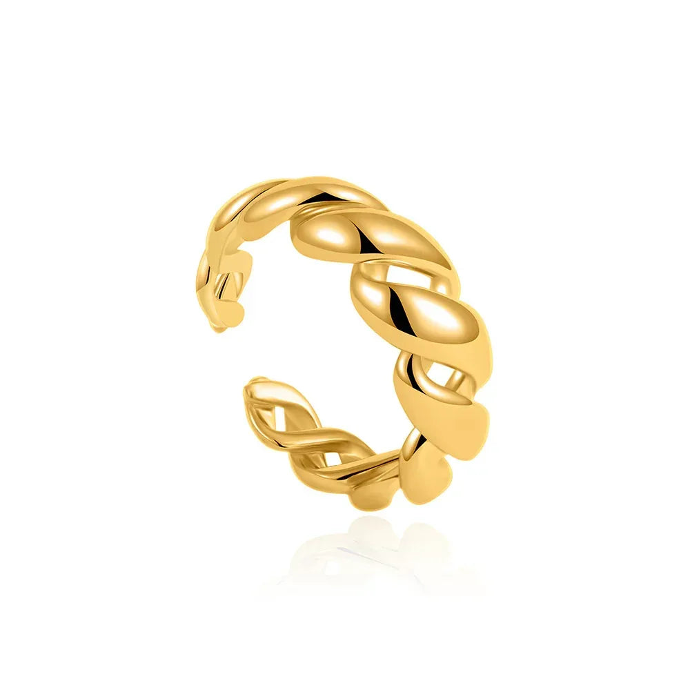 18K Gold Retro Croissant Ring - Viexta