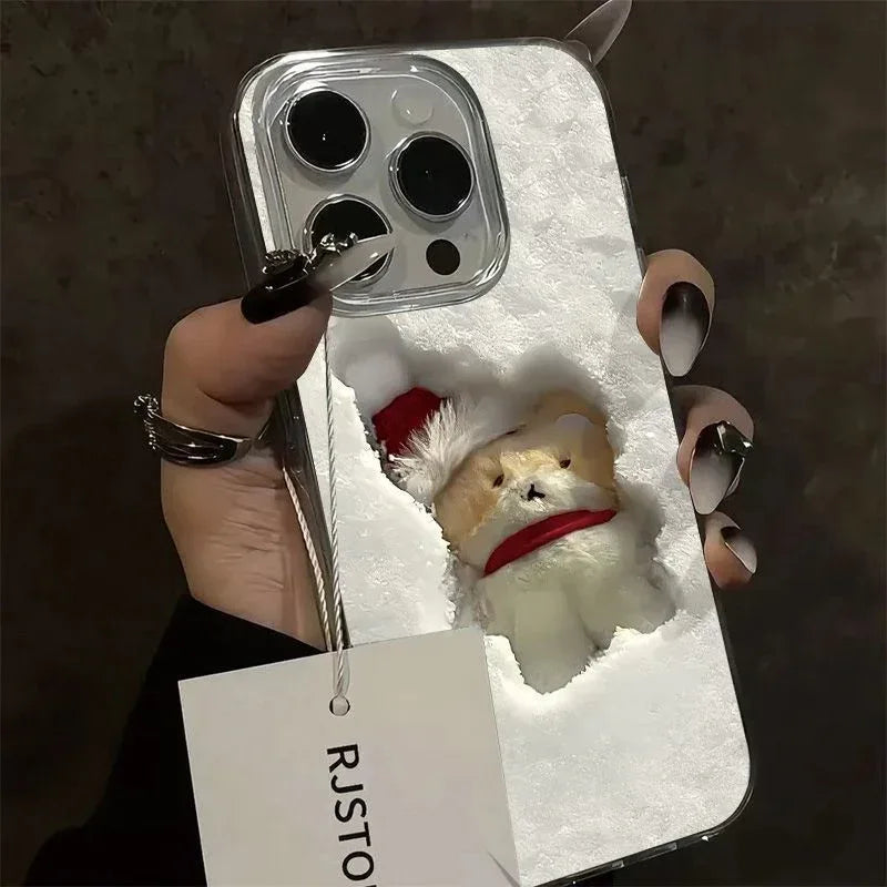 Three-dimensional Relief Drop-resistant Silver Snow Bear iPhone Case - Viexta