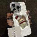Three-dimensional Relief Drop-resistant Silver Snow Bear iPhone Case - Viexta