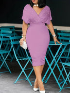 V-neck Foam Beads Mid-length Dress