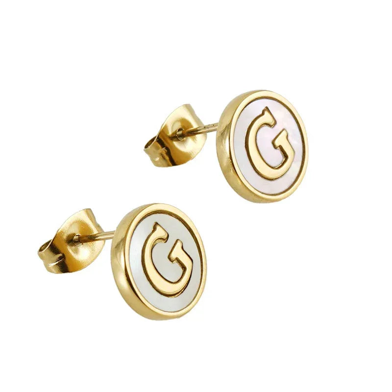 Titanium Steel 26 English Alphabet Letter Studs - Viexta