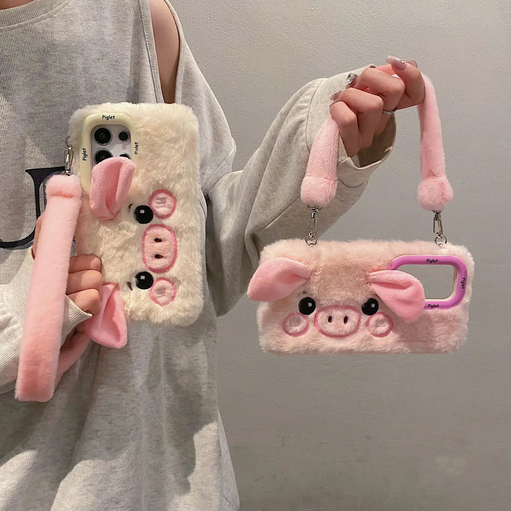 Plush Cute Piggy Samsung Phone Case With Bracket - Viexta