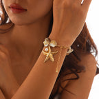 Summer Starfish Shell Patch Necklace For Women