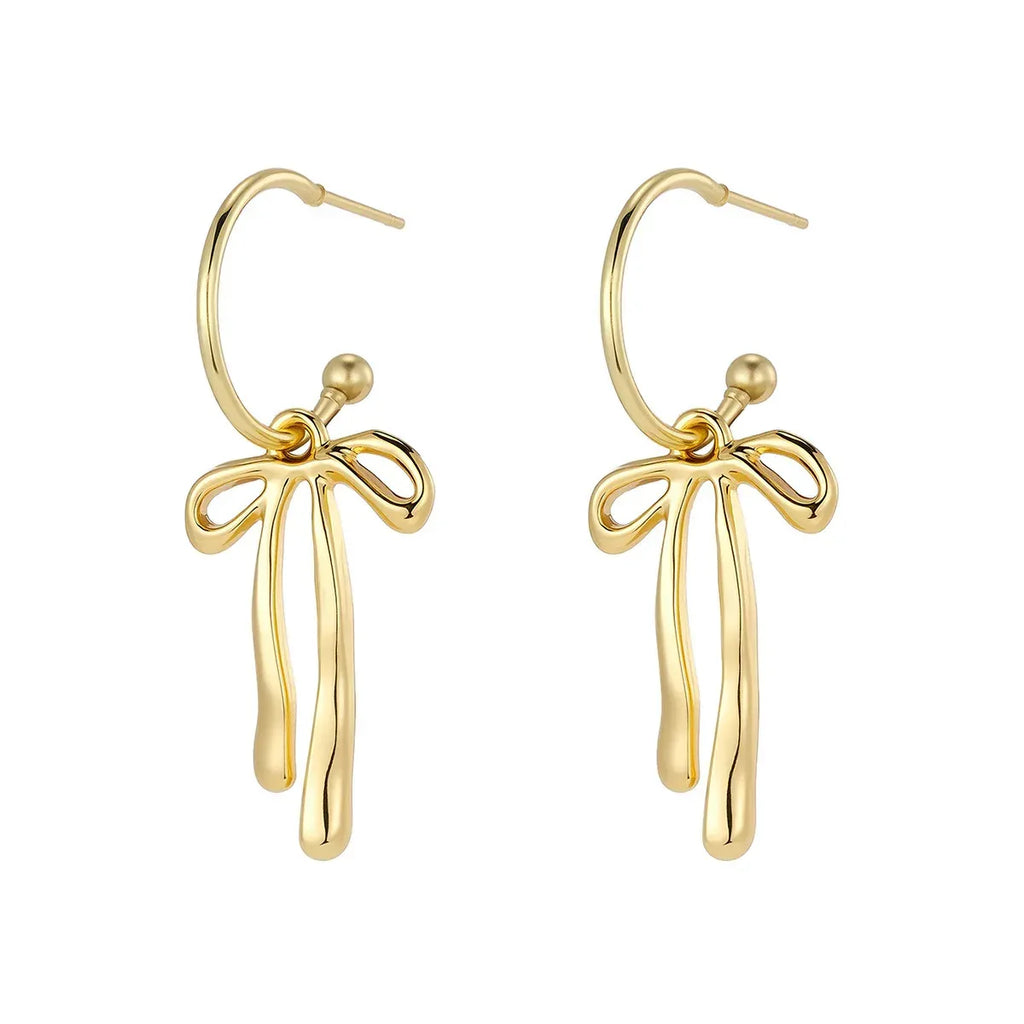 Metal Fashion Minimalist Bowknot Stud Earrings - Viexta