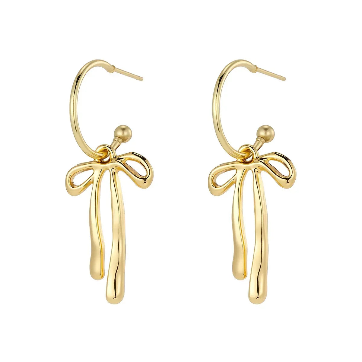 Metal Fashion Minimalist Bowknot Stud Earrings - Viexta