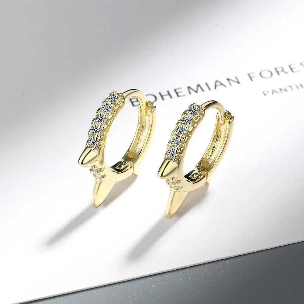 Diamond-embedded Gold-plated Versatile Earrings - Viexta