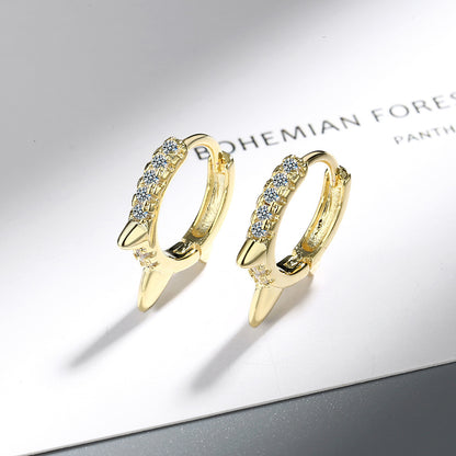 Diamond-embedded Gold-plated Versatile Earrings