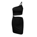 Niche Shoulder Drawstring Dress - Viexta