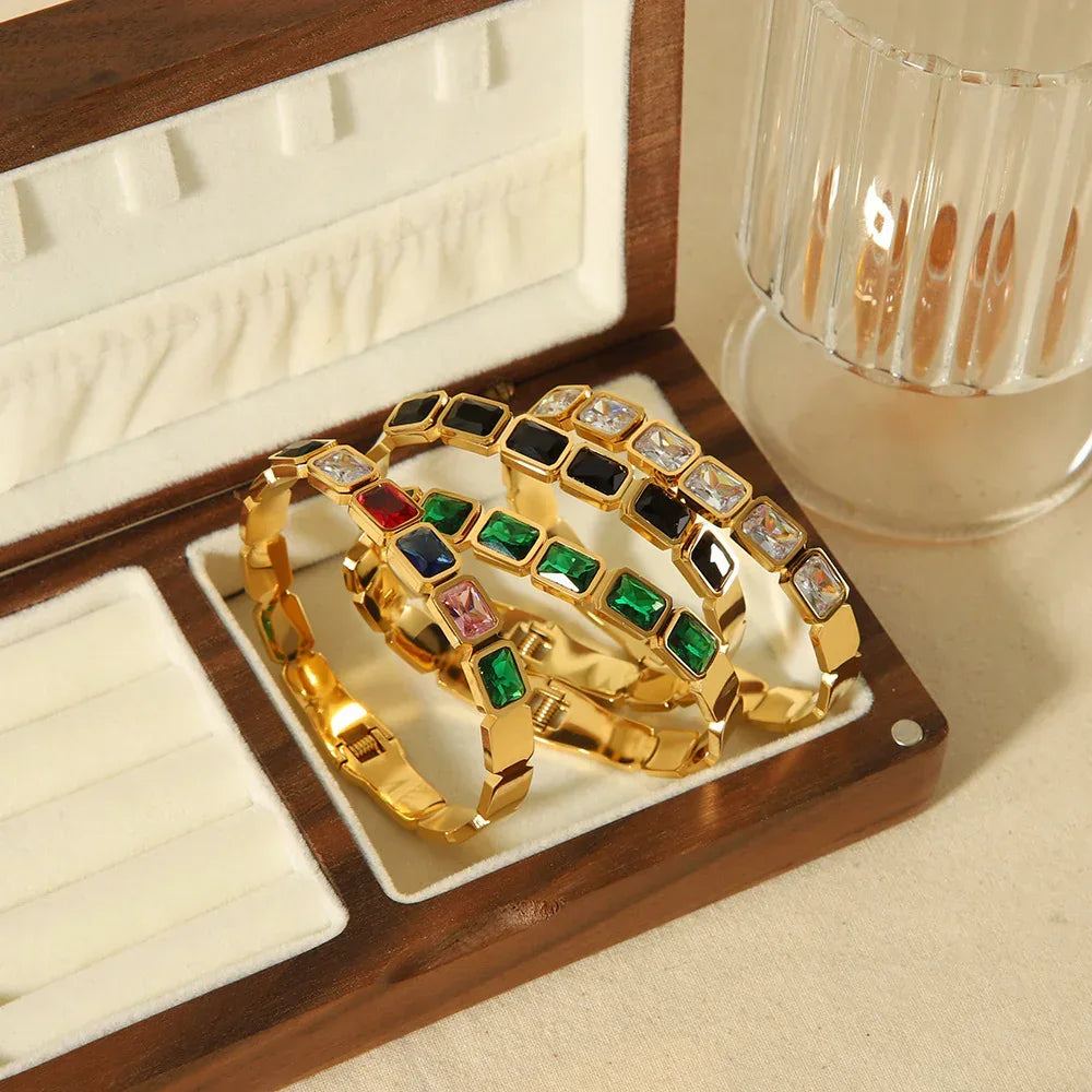 18K Gold Inlaid Zircon Bracelet - Viexta