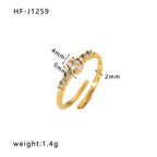 Inlaid Zircon 18K Gold-plated Stainless Steel Diamond Ring - Viexta