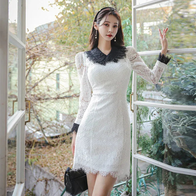 A- Line French Lace Dress Women - Viexta